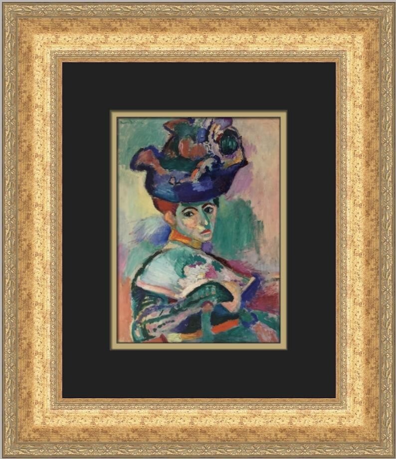 Henri Matisse Woman with a Hat Custom Framed Offset Lithograph Print: Henri Matisse Woman with a Hat Custom Framed Offset Lithograph Print This stunning custom framed print features Henri Matisse's iconic artwork, "Woman with a Hat," showcasing the vibrant colors and ex