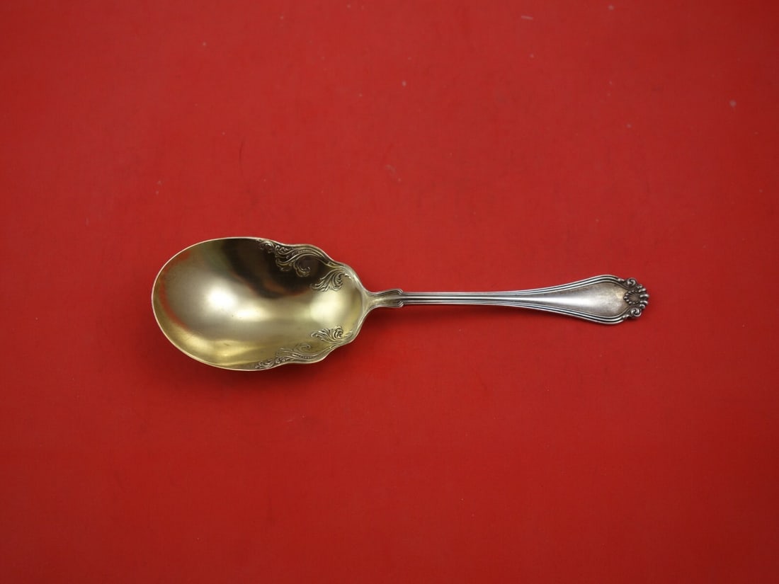 Century Pattern Dominick & Haff Sterling Silver Berry Spoon 8 Inch Gold Washed: Century Pattern Dominick & Haff Sterling Silver Berry Spoon 8 Inch Gold Washed This exquisite Century Berry Spoon by Dominick & Haff is crafted from high-quality sterling silver and features a rich go