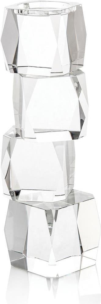 John-Richard Cubist Crystal Candleholder UL-Listed 16 Inch: John-Richard Cubist Crystal Candleholder UL-Listed 16 Inch Illuminate your space with this stunning Cubist Candleholder by John-Richard, crafted from clear crystal. This exquisite piece not only serve