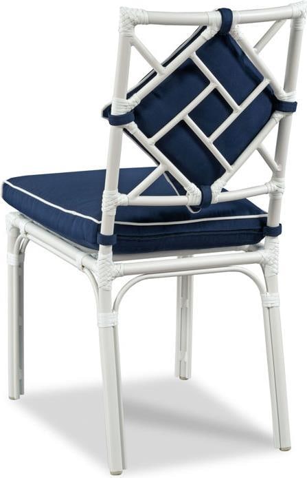 Carlyle Chippendale Navy Metal Outdoor Dining Chair: Carlyle Chippendale Navy Metal Outdoor Dining Chair Enhance your outdoor dining experience with the Carlyle Merino Navy Patio Dining Chair. Crafted in a sophisticated Chippendale style, this chair is