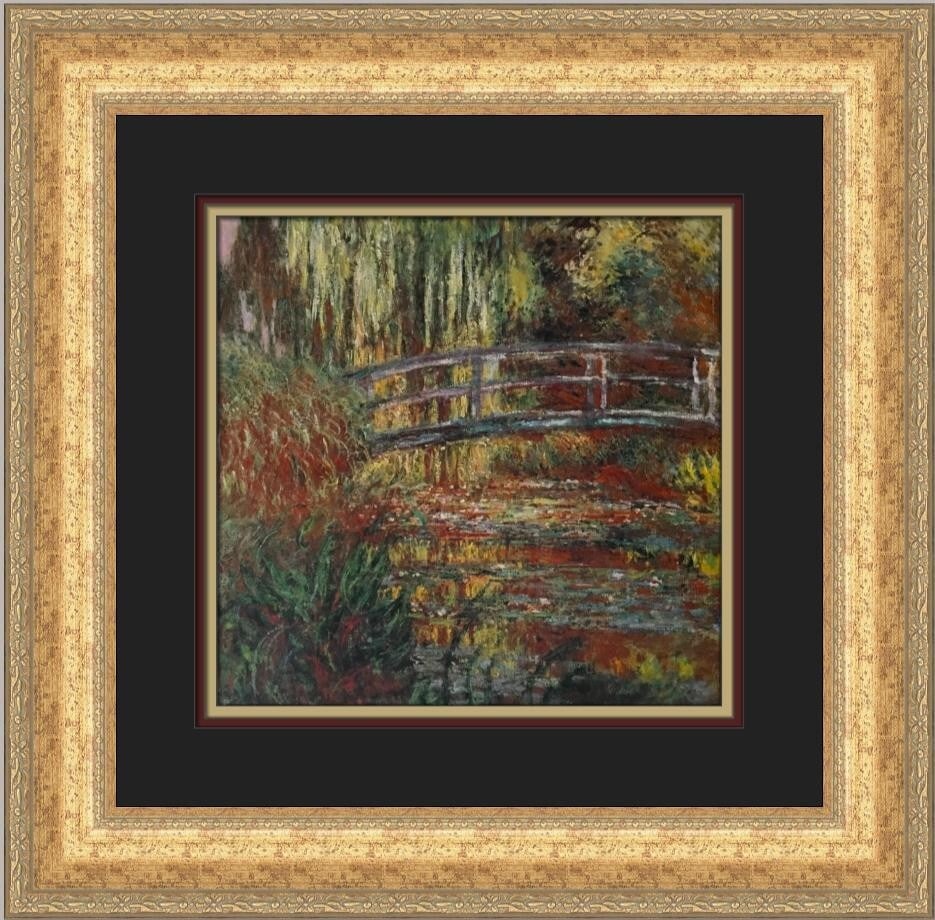 Claude Monet Water Garden Japanese Footbridge Custom Framed Print 19x19: Claude Monet Water Garden Japanese Footbridge Custom Framed Print 19x19 This stunning custom framed print showcases Claude Monet's iconic "Water Garden and Japanese Footbridge." With a medium size of