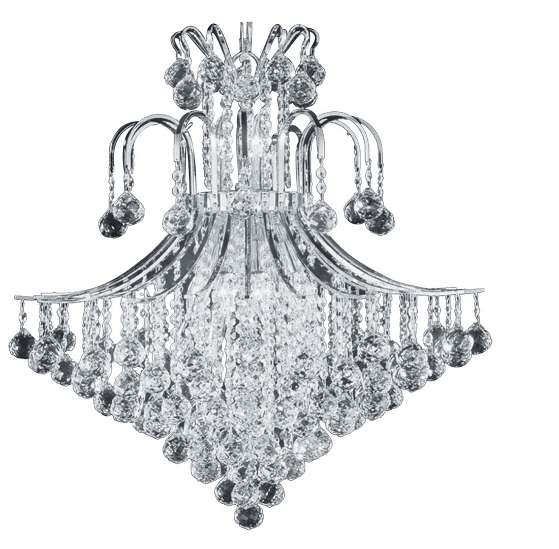 Artistry Toureg 15-Light Chrome Chandelier with Asfour Crystals 31in: Artistry Toureg 15-Light Chrome Chandelier with Asfour Crystals 31in Illuminate your space with this exquisite 15-light chandelier featuring high-quality Asfour crystals that sparkle beautifully, maki