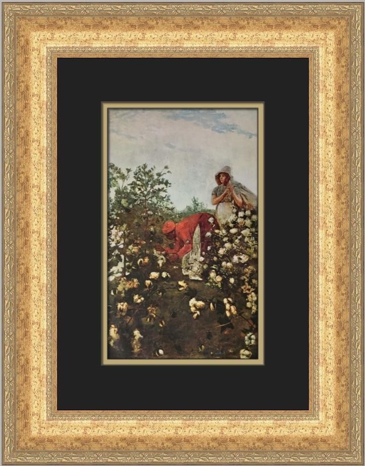 Winslow Homer Upland Cotton Custom Framed Art Print 1978: Winslow Homer Upland Cotton Custom Framed Art Print 1978 This exquisite custom framed print titled "Upland Cotton" is a stunning piece by renowned artist Winslow Homer, produced in 1978. The print sho