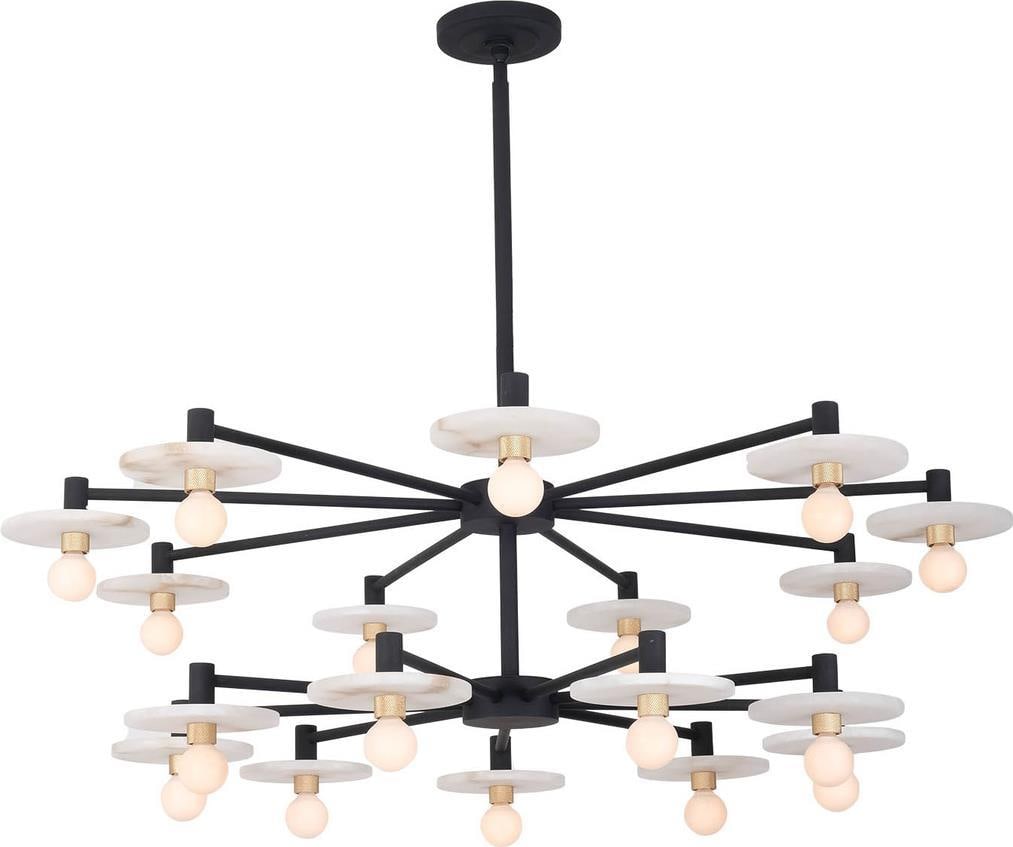 Kalco Discus 2-Tier Matte Black Pendant Light 58.25H 42W 42D: Kalco Discus 2-Tier Matte Black Pendant Light 58.25H 42W 42D Elevate your space with the Kalco Luxury Matte Black Pendant Light, a stunning 2-tier lighting fixture designed to make a statement. Crafte