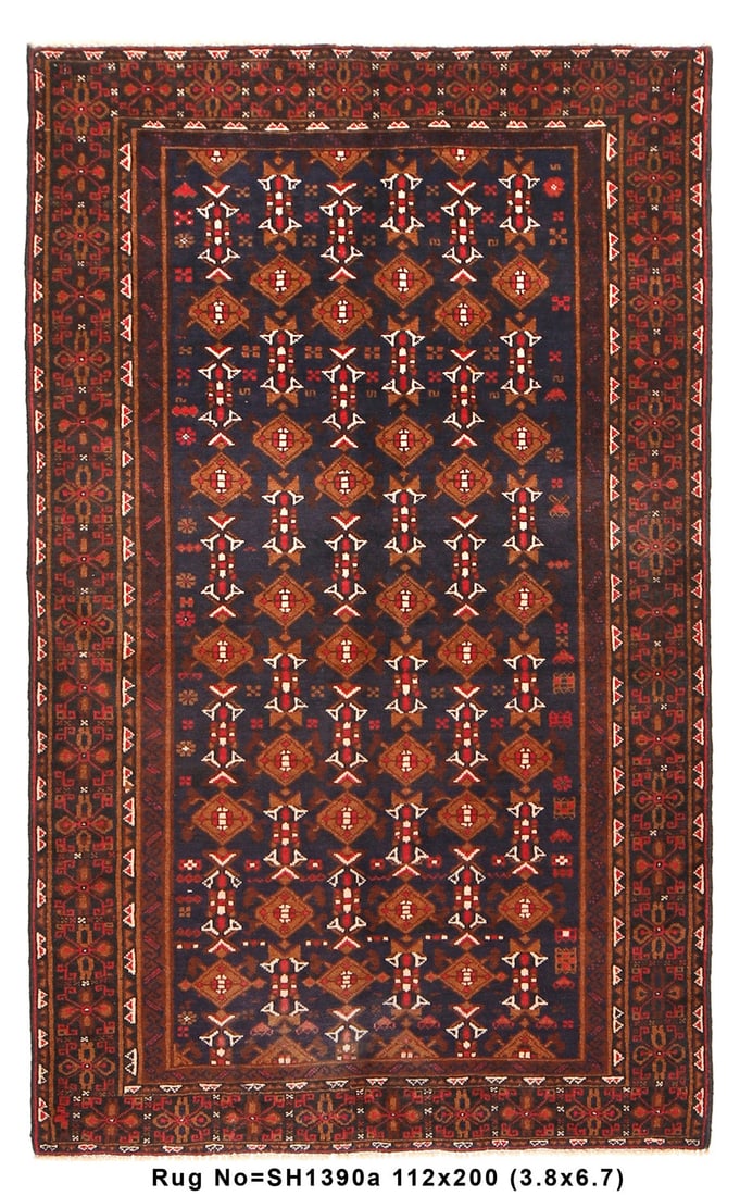 Hand-Knotted 3.8 x 6.7 Afghan Herati Wool Area Rug: Hand-Knotted 3.8 x 6.7 Afghan Herati Wool Area Rug Free continental US Shipping Enhance your living space with this exquisite 3.8 x 6.7 feet Afghan Herati Wool Rug, a true testament to traditional Afg
