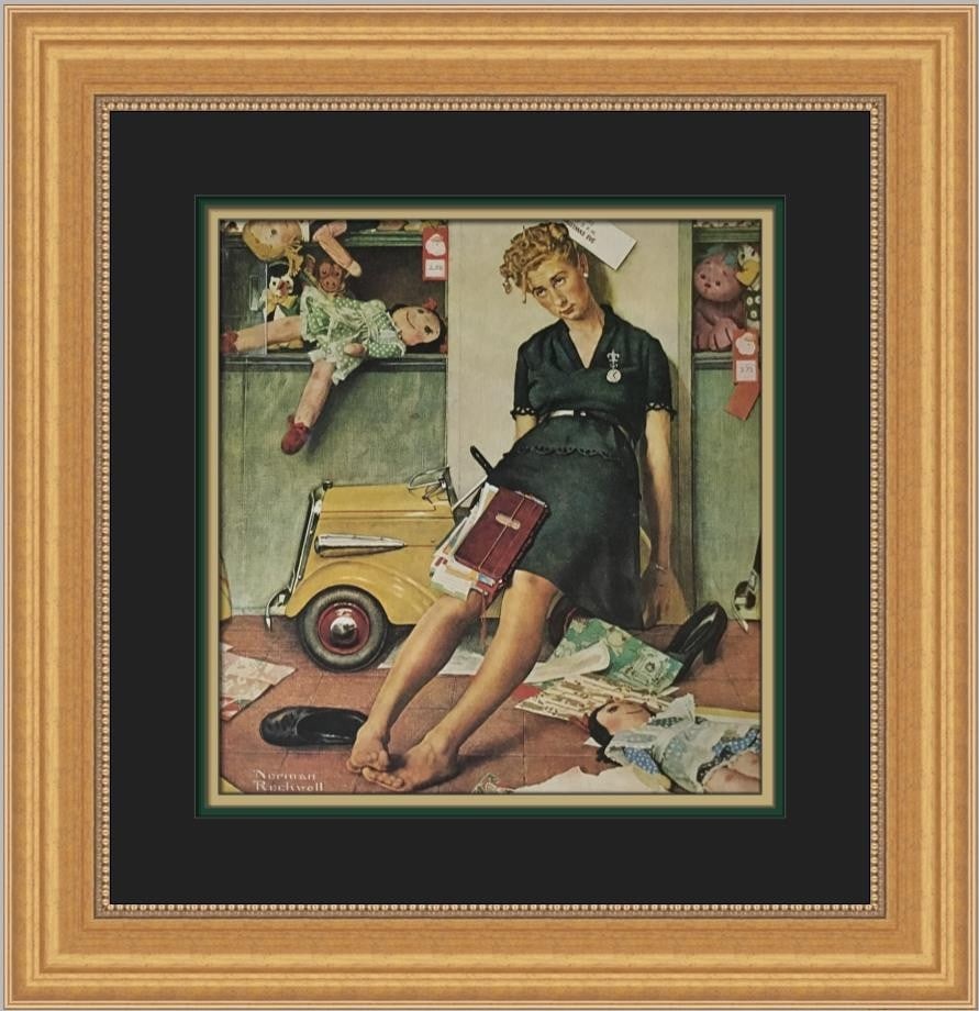 Norman Rockwell Christmas Rush Custom Framed Art Print 19 x 18: Norman Rockwell Christmas Rush Custom Framed Art Print 19 x 18 Celebrate the spirit of the holidays with this stunning custom framed print titled "Christmas Rush" by the renowned artist Norman Rockwel