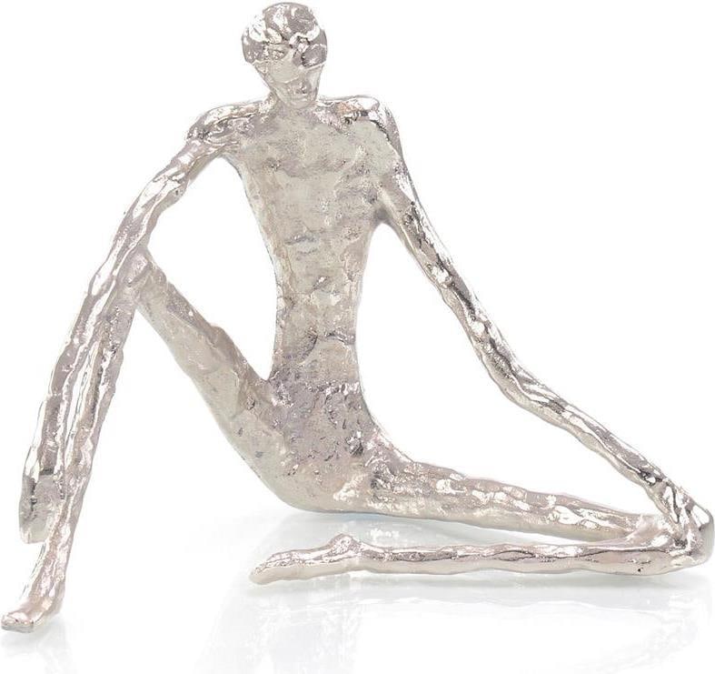 Modern Abstract Sitting Sculpture in Nickel by John-Richard: Modern Abstract Sitting Sculpture in Nickel by John-Richard This sleek and stylish sitting sculpture by John-Richard is crafted from high-quality nickel, showcasing an abstract design that adds a mode