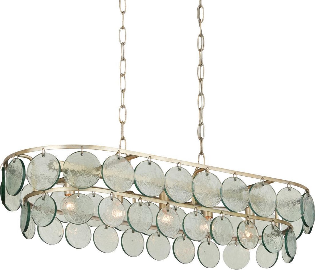 Currey Settat Recycled Glass Bowl Chandelier 5 Bulb Dimmable: Currey Settat Recycled Glass Bowl Chandelier 5 Bulb Dimmable Illuminate your space with this stunning Elegant Recycled Glass Chandelier, expertly crafted by Currey. This bowl chandelier features a bea
