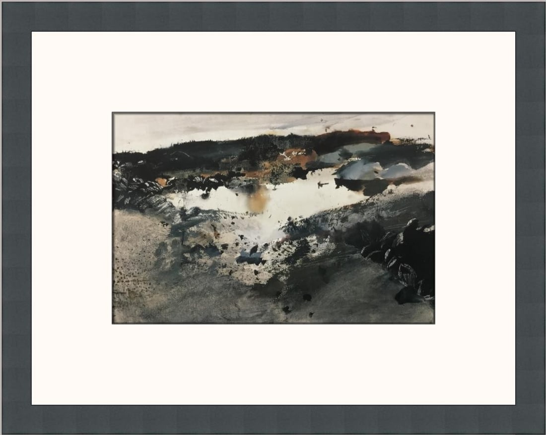 Andrew Wyeth 1998 Custom Framed Landscape Print 11 x 14: Andrew Wyeth 1998 Custom Framed Landscape Print 11 x 14 Presenting a beautiful custom framed print by renowned artist Andrew Wyeth, titled "Untitled XI." This medium-sized piece showcases the artist's