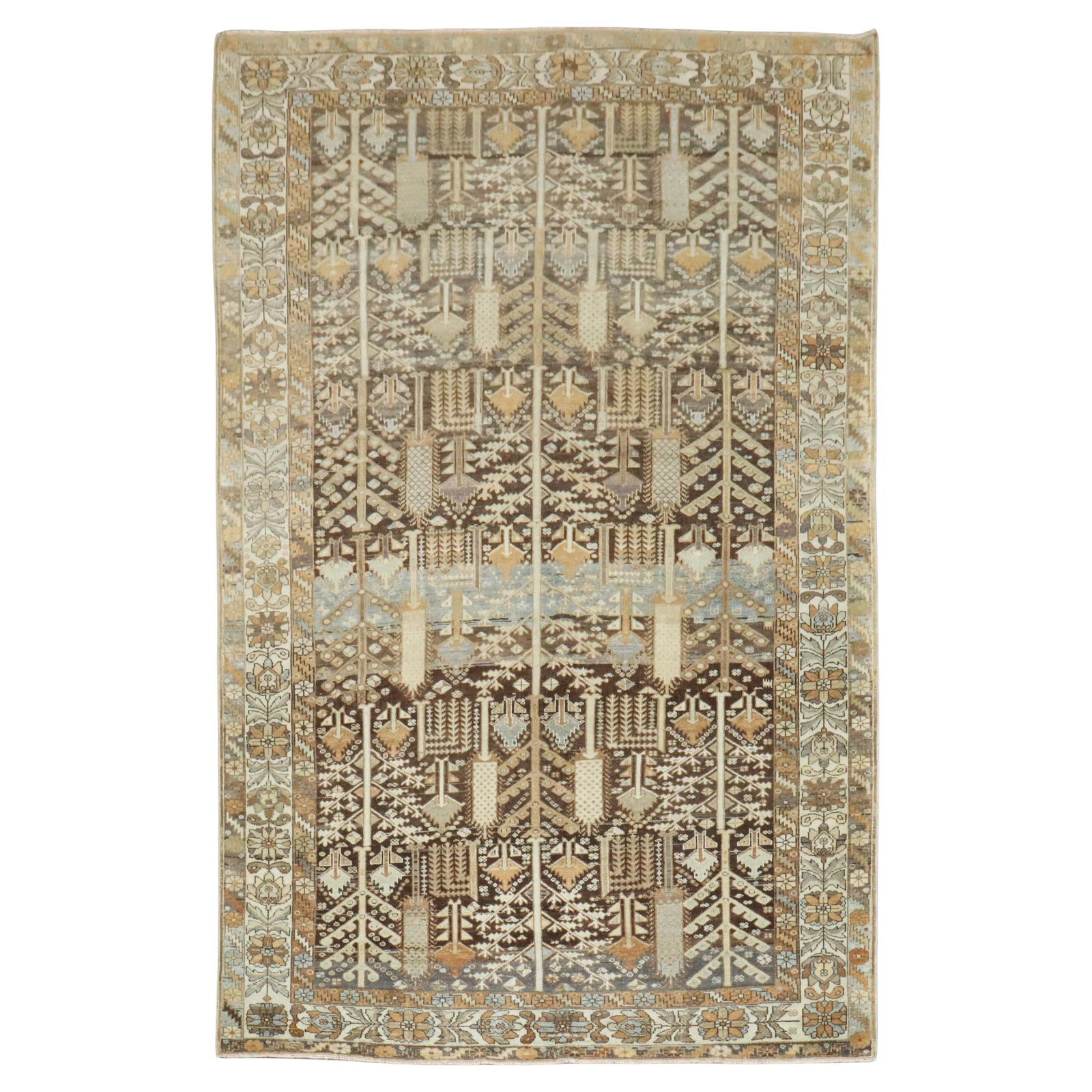 Early 20th Century Persian Bakhtiari Willow Tree Rug 7 x 10: Early 20th Century Persian Bakhtiari Willow Tree Rug 7 x 10 This exquisite early 20th century Persian Bakhtiari rug showcases a captivating all-over willow tree motif in rich earth tones. Hand-woven f