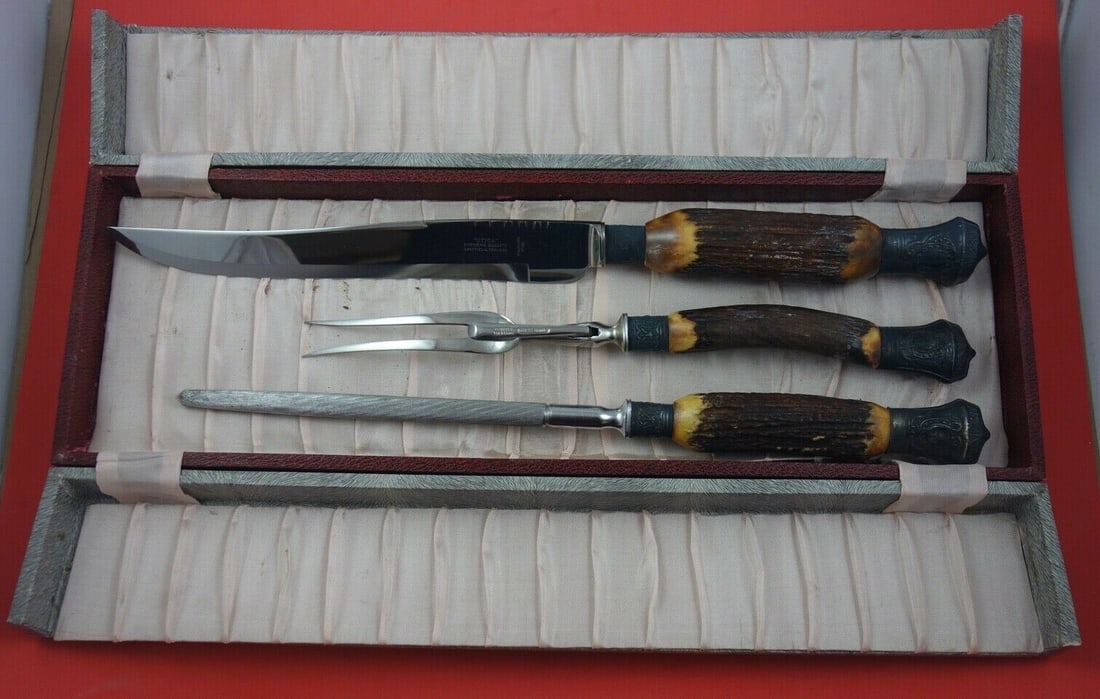 Antler Handle 3-Piece Roast Carving Set with Silver Cap (1 of 3)