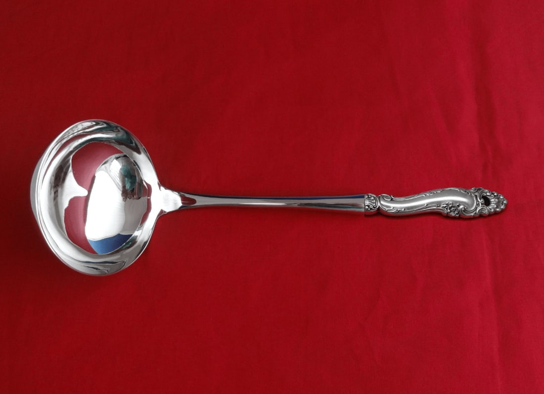 Gorham Decor Sterling Silver Soup Ladle Custom Made 10.5 Inch: Gorham Decor Sterling Silver Soup Ladle Custom Made 10.5 Inch Elevate your dining experience with this exquisite soup ladle from Gorham's Decor pattern. Crafted from sterling silver, this custom-made