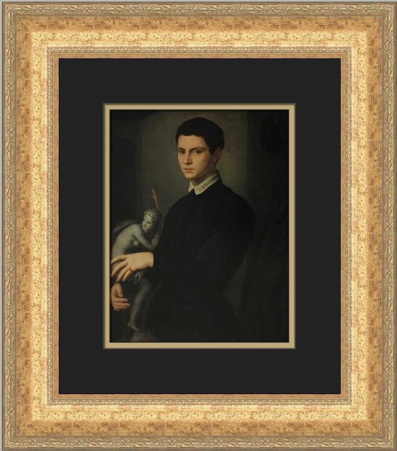 Bronzino Portrait of a Sculptor Custom Framed Print 1982 Realism Art: Bronzino Portrait of a Sculptor Custom Framed Print 1982 Realism Art This striking custom framed print features the renowned artwork "Portrait of a Sculptor" by Bronzino, showcasing the artist's signa