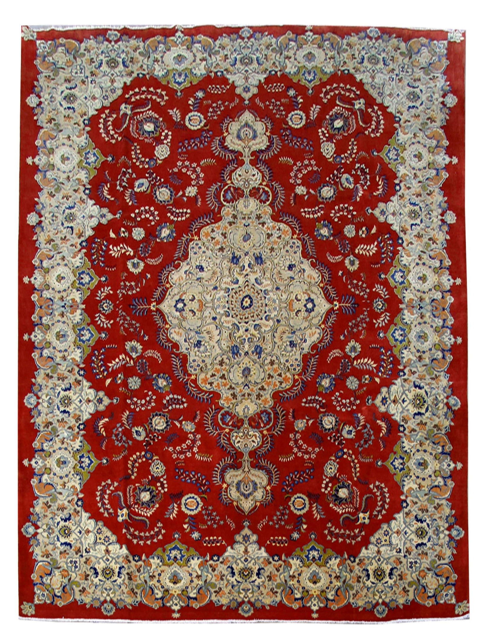 Handmade 10.8' x 14.1' Red Persian Kashan Tabriz Rug: Handmade 10.8' x 14.1' Red Persian Kashan Tabriz Rug Free continental US Shipping Experience the luxurious elegance of this stunning 10.8 x 14.1 Red Persian Handmade Kashan Tabriz Rug, meticulously cr