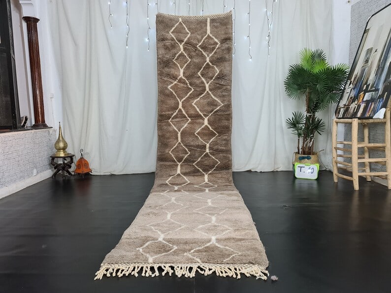 Handwoven Moroccan Soft Runner Rug 100% Sheep Wool 2 x 13 Feet: Handwoven Moroccan Soft Runner Rug 100% Sheep Wool 2 x 13 Feet Experience the beauty of handcrafted artistry with this Fabulous Soft Runner Rug. Meticulously handwoven in the Atlas Mountains by skille