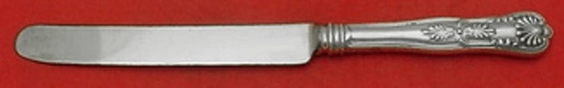 Reed and Barton Kings Sterling Silver Dinner Knife Blunt 9 7/8 Antique Flatware: Reed and Barton Kings Sterling Silver Dinner Knife Blunt 9 7/8 Antique Flatware This elegant dinner knife features a hollow handle crafted from high-quality sterling silver, showcasing the classic Kin