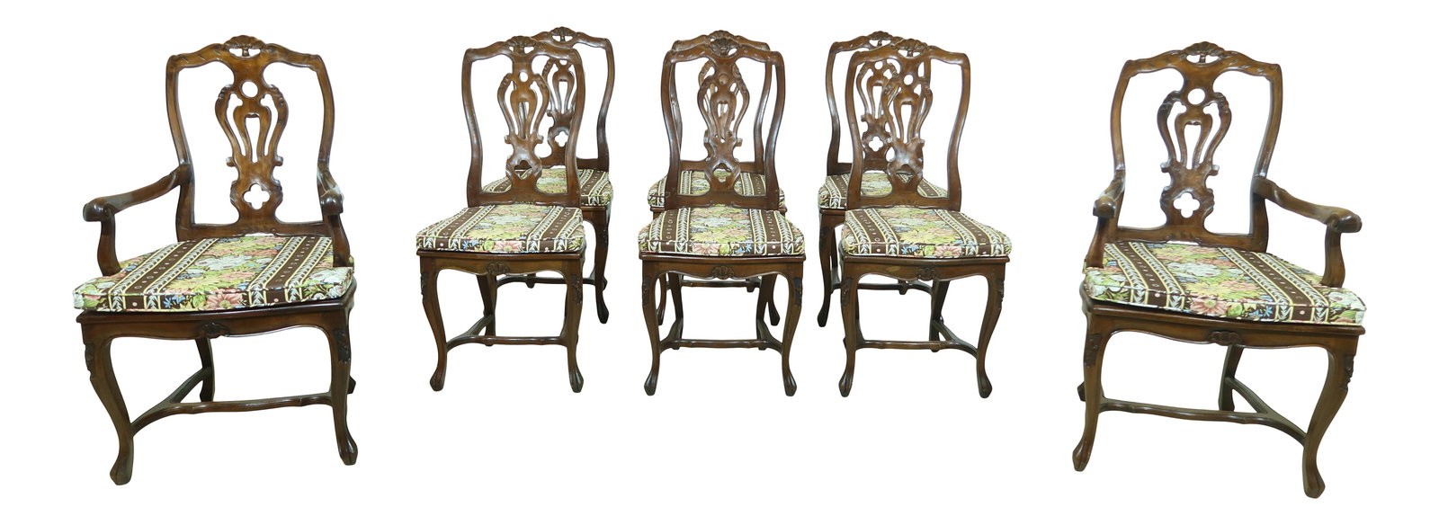 Set of 8 Vintage Italian Walnut Dining Chairs with Cane Seats (1 of 10)