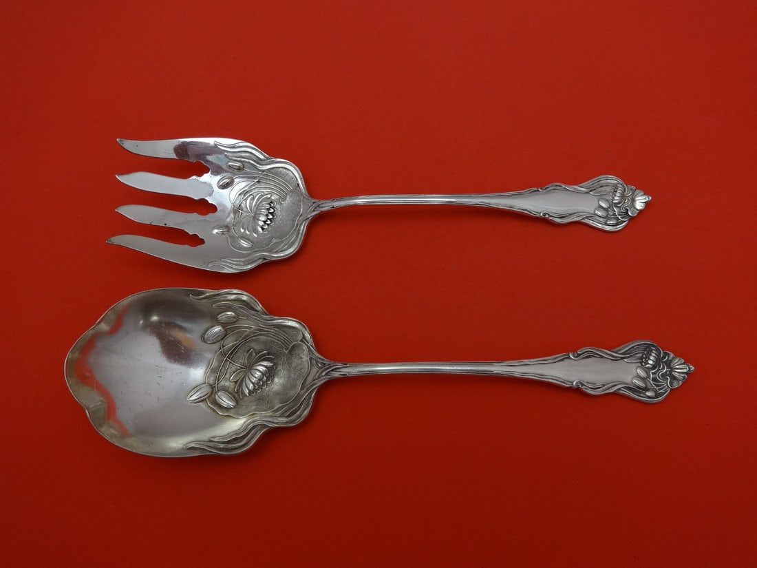Nenuphar Silverplate Salad Set 2pc by American Silver 8.5in Bowl (1 of 2)