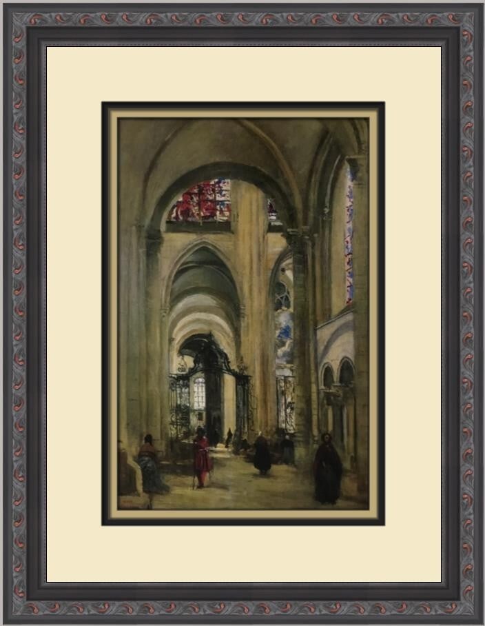 Jean-Baptiste Camille Corot Interior of Sens Cathedral Framed Print 1982: Jean-Baptiste Camille Corot Interior of Sens Cathedral Framed Print 1982 This exquisite custom-framed print features "Interior of Sens Cathedral," a work by the renowned artist Jean-Baptise Camille Co