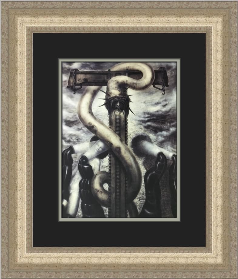 H.R. Giger Childher Grun Custom Framed Art Print 1993 Fantasy Surrealism: H.R. Giger Childher Grun Custom Framed Art Print 1993 Fantasy Surrealism This exquisite custom framed print titled "Childher Grun" by renowned artist H.R. Giger showcases the distinctive style of Fant