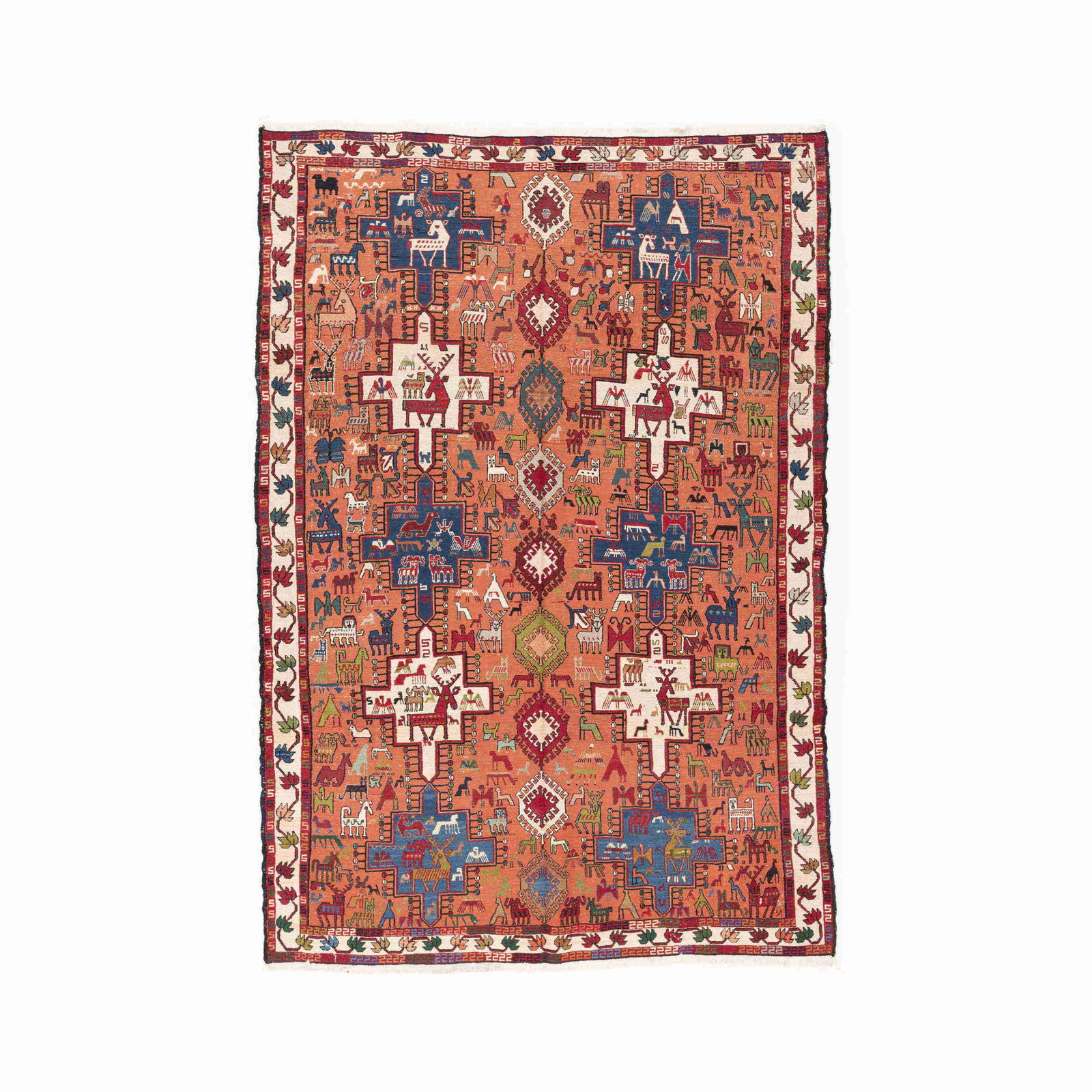 Handmade Sumak Wool on Cotton Kilim 200 x 296 cm: Handmade Sumak Wool on Cotton Kilim 200 x 296 cm Experience the beauty of traditional craftsmanship with this authentic handmade Sumak Kilim, meticulously woven from high-quality wool on a durable cot