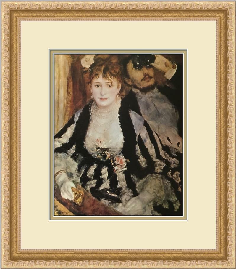 Pierre-Auguste Renoir La Loge Framed Art Print 14x16 Americana: Pierre-Auguste Renoir La Loge Framed Art Print 14x16 Americana This stunning print titled "La Loge" by Pierre-Auguste Renoir showcases figures in a beautifully matted and framed presentation. Produced