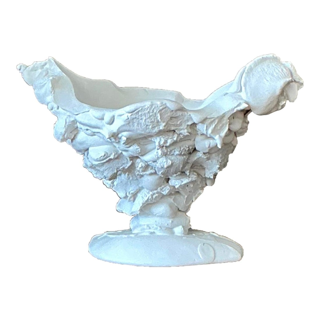 Vintage White Plaster Drip Bowl Organic Art Piece (1 of 8)