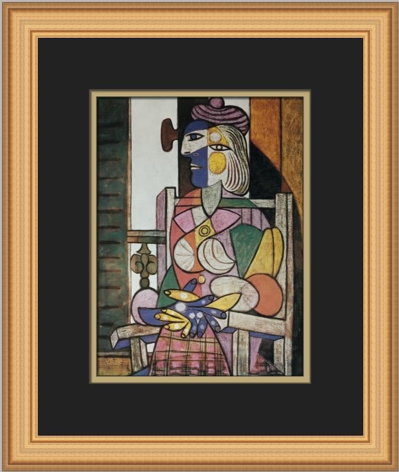 Pablo Picasso Seated Woman II Custom Framed Art Print 15 x 13: Pablo Picasso Seated Woman II Custom Framed Art Print 15 x 13 This stunning custom framed print titled "Seated Woman II" by Pablo Picasso showcases the artist's unique style of Abstract Impressionism.