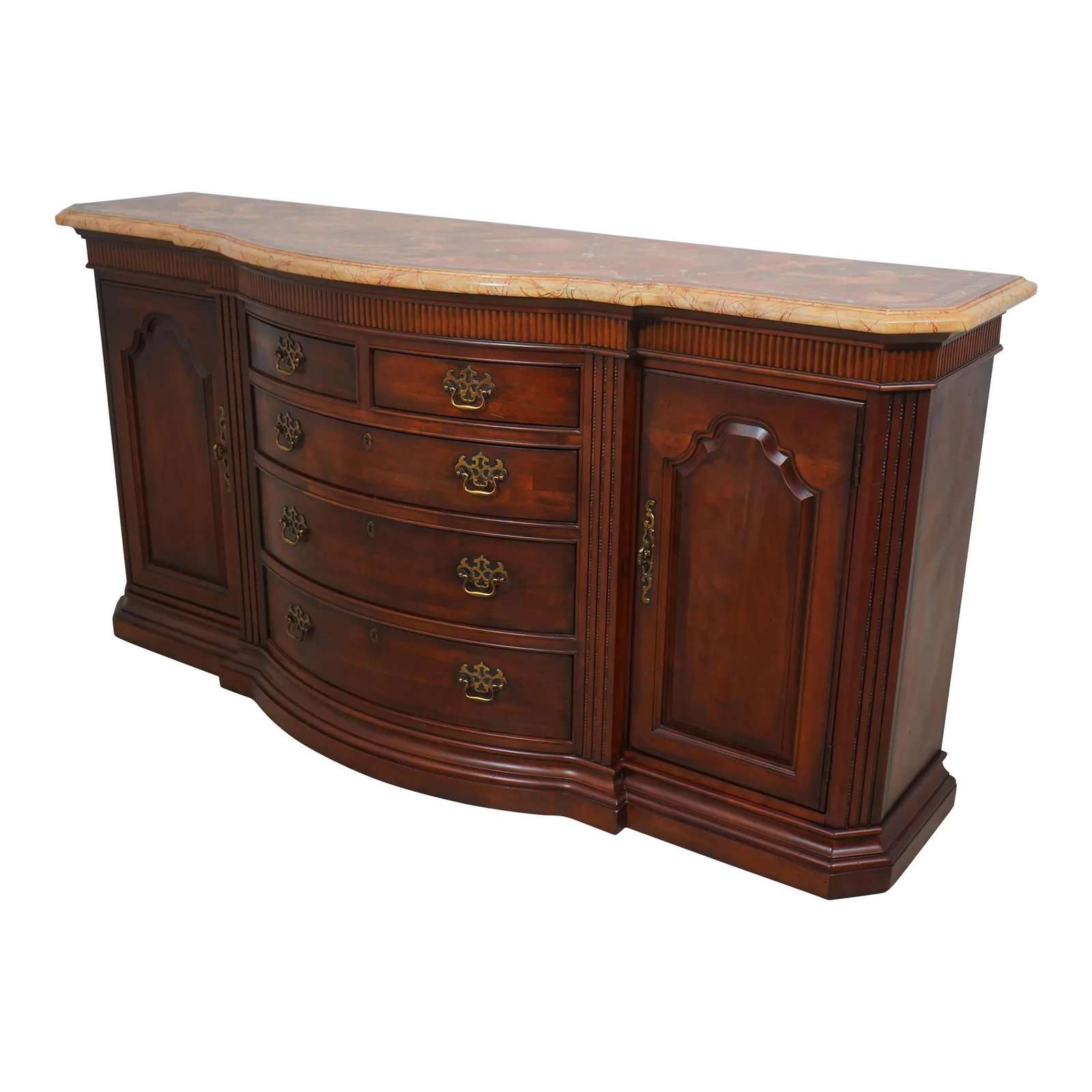 Century Coventry Collection Chippendale Faux Marble Cherry Sideboard: Century Coventry Collection Chippendale Faux Marble Cherry Sideboard This elegant Century Faux Marble Top Cherry Sideboard Credenza from the Coventry Collection is a stunning addition to any home. Fea