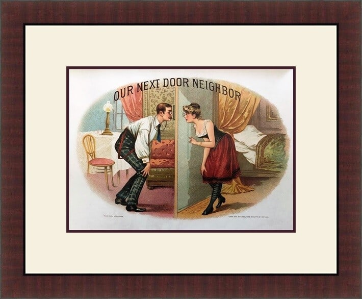 1800s Custom Framed Cigar Box Label Art Reproduction: 1800s Custom Framed Cigar Box Label Art Reproduction This stunning reproduction of a cigar box label art from the late 1800s (1880-1889) measures 11" x 14" and is custom framed to a total size of 18"