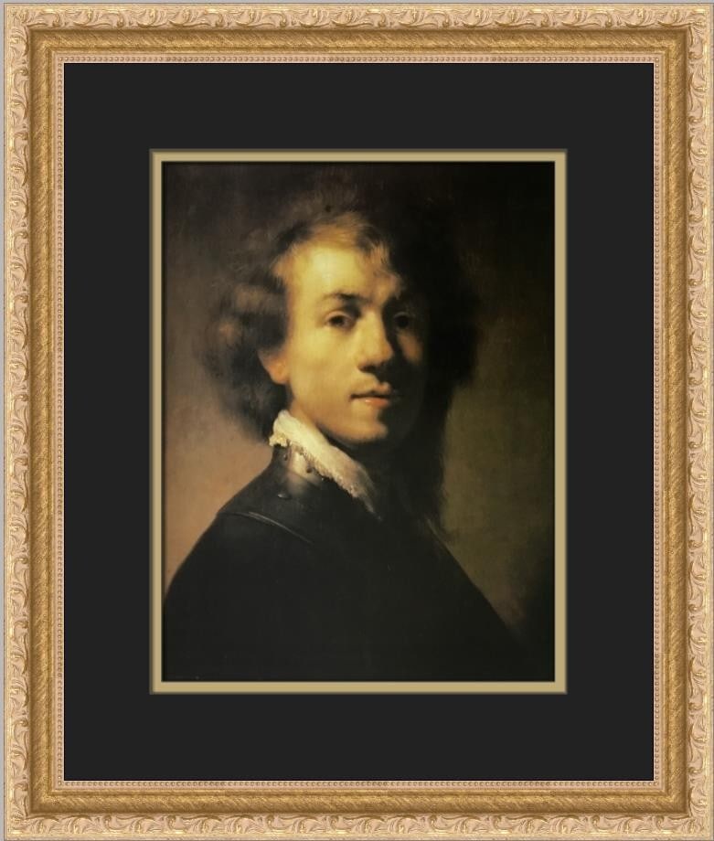 Rembrandt van Rijn Self-Portrait VII Custom Framed Art Print 16x14: Rembrandt van Rijn Self-Portrait VII Custom Framed Art Print 16x14 This beautifully custom framed print features Rembrandt van Rijn's iconic artwork, Self-Portrait VII. Measuring 16 in x 14 in, the pi