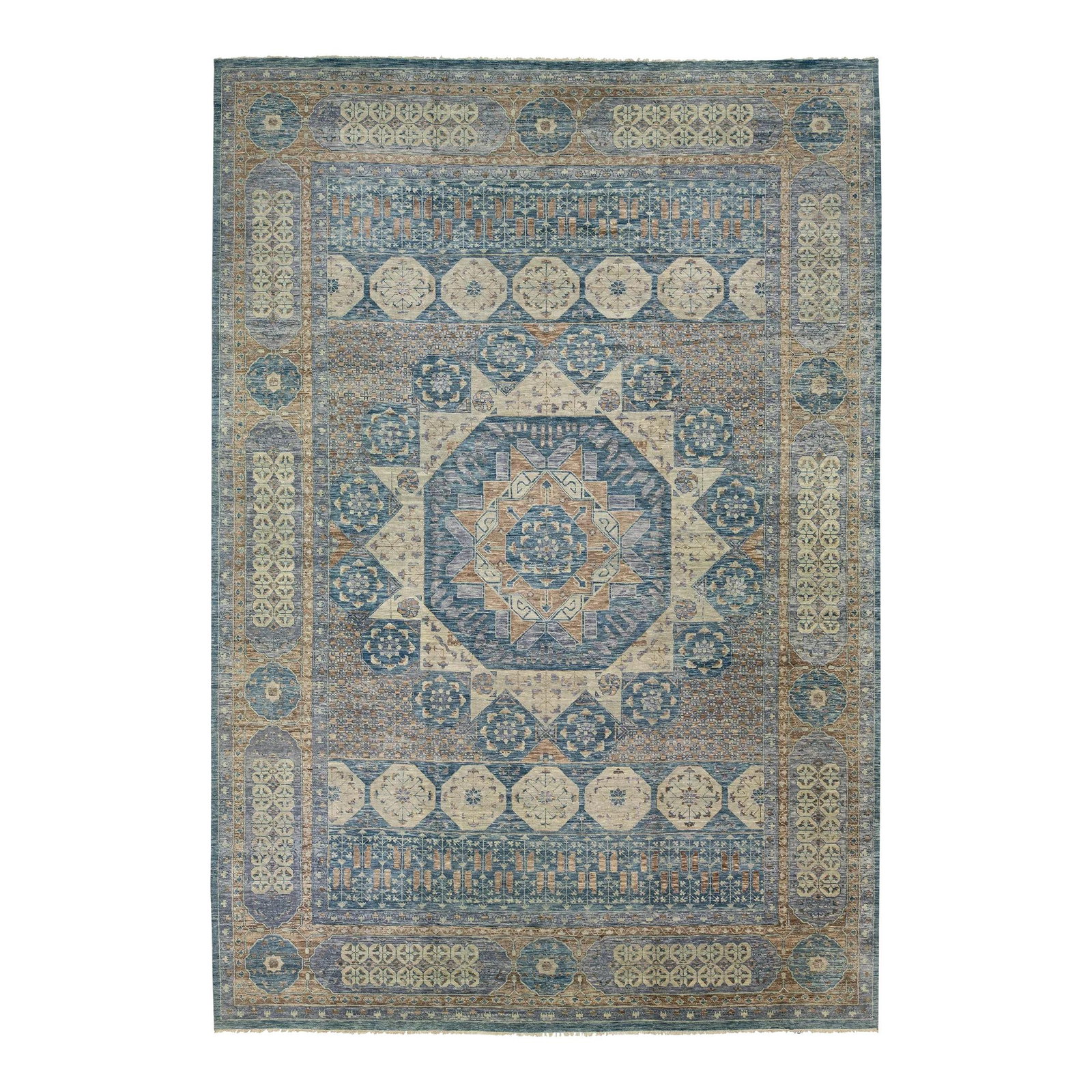 Oversized Gray Wool Mamluk Rug with Blue Floral Design 16'7 x 24': Oversized Gray Wool Mamluk Rug with Blue Floral Design 16'7 x 24' Enhance your space with this stunning Gray Modern Mamluk Oversize Wool Rug. This exquisite hand-knotted rug features a gray field ador