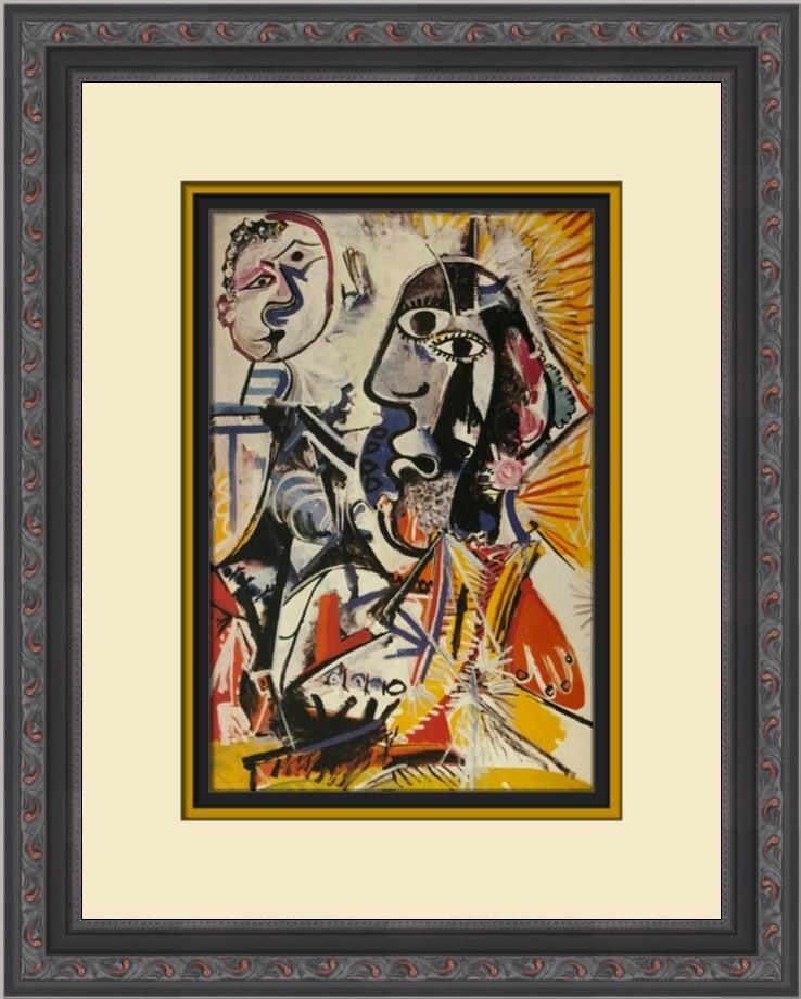 Pablo Picasso Large Heads Custom Framed Art Print 1993: Pablo Picasso Large Heads Custom Framed Art Print 1993 This exceptional custom framed print titled "Large Heads" features the iconic work of Pablo Picasso. Created in 1993, this piece showcases an abs