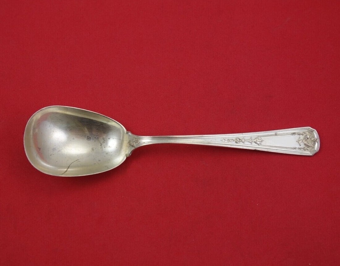 Whiting Livingston A Engraved Sterling Silver 6 Inch Sugar Serving Spoon: Whiting Livingston A Engraved Sterling Silver 6 Inch Sugar Serving Spoon This exquisite 6" serving sugar spoon is crafted from high-quality sterling silver by the renowned maker Whiting. Featuring the