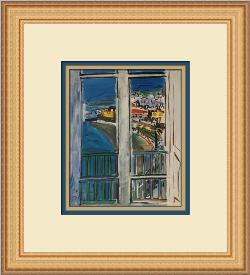 Raoul Duffy Window on the Promenade des Anglais Custom Framed Print 1999: Raoul Duffy Window on the Promenade des Anglais Custom Framed Print 1999 Enhance your space with this exquisite custom framed print titled "Window on the Promenade des Anglais" by renowned artist Raou
