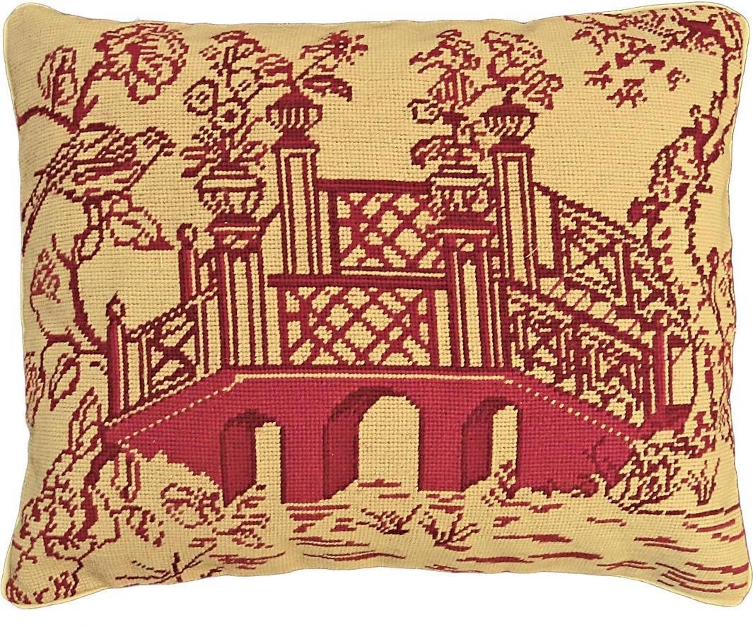 Chinoiserie Style Pillow in Oriental Red Wool 16x20: Chinoiserie Style Pillow in Oriental Red Wool 16x20 Introducing a stunning Chinoiserie pillow that combines elegance with comfort. This decorative pillow features a beautiful Oriental Red finish and i
