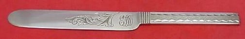 Kirk Sterling Silver Square Handle Engraved Dessert Knife 925/1000: Kirk Sterling Silver Square Handle Engraved Dessert Knife 925/1000 This exquisite dessert knife features a square handle engraved design crafted by Kirk. Made of high-quality sterling silver, this pie