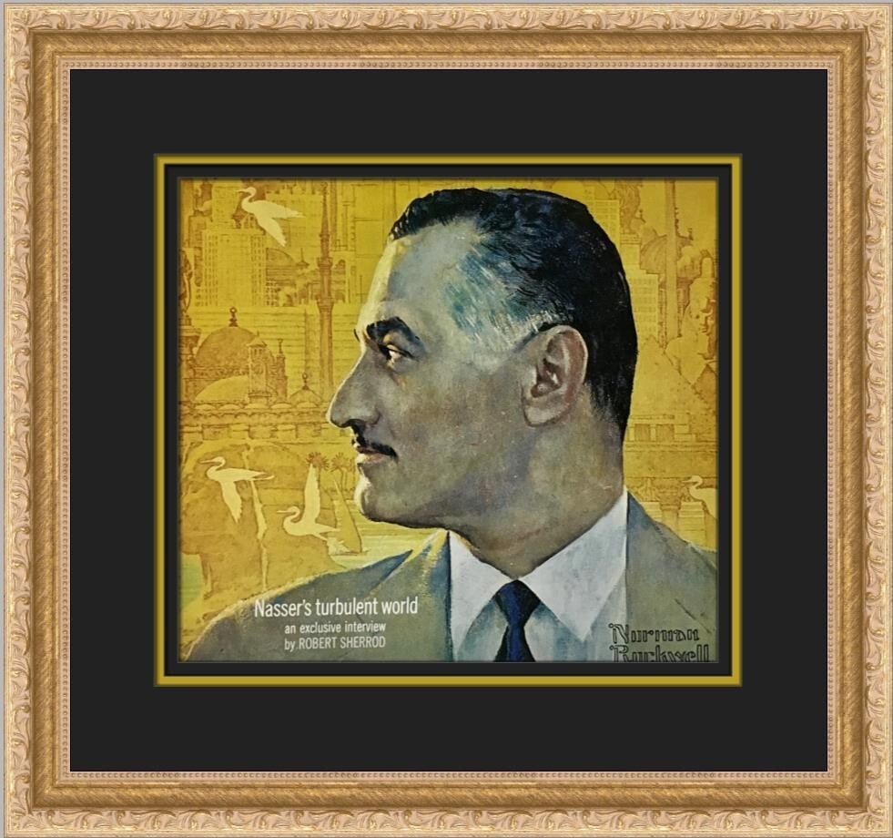 Norman Rockwell Gamal Abdal Nasser Framed Print 1979 Americana Art: Norman Rockwell Gamal Abdal Nasser Framed Print 1979 Americana Art Celebrate the artistry of Norman Rockwell with this custom framed print titled 'Gamal Abdal Nasser.' This medium-sized piece showcase