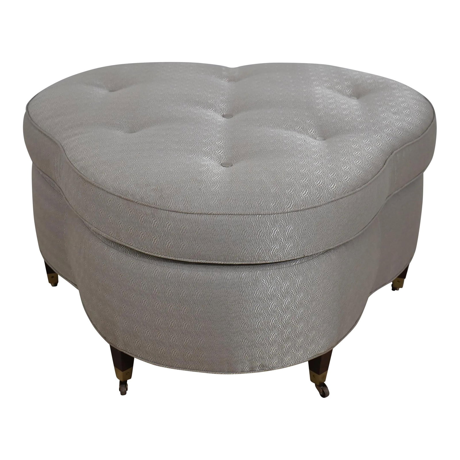 Stylish Modern Clover Tufted Ottoman with Brass Caster Feet: Stylish Modern Clover Tufted Ottoman with Brass Caster Feet This modern design clover-shaped tufted ottoman combines style and functionality, making it a perfect addition to any contemporary living sp