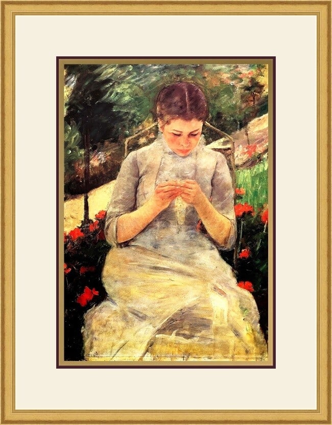Mary Cassatt Women Sewing Framed Print Impressionism 1999: Mary Cassatt Women Sewing Framed Print Impressionism 1999 This exquisite custom gallery framed print features the iconic work "Women Sewing" by renowned artist Mary Cassatt. Created using offset litho