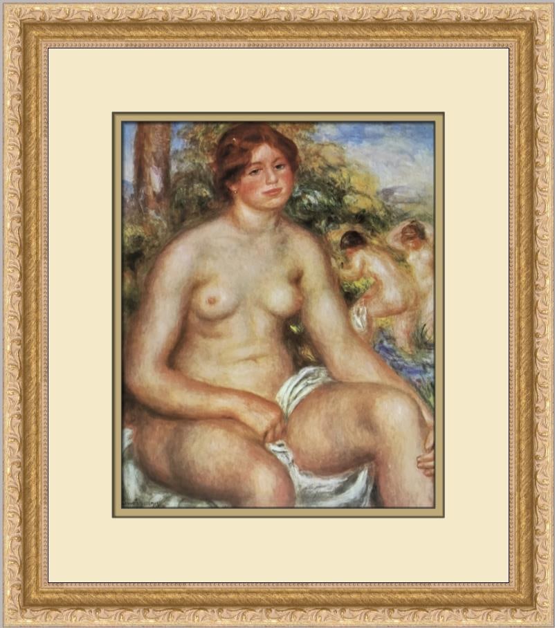 Pierre-Auguste Renoir Seated Bather Custom Framed Lithograph Art Print: Pierre-Auguste Renoir Seated Bather Custom Framed Lithograph Art Print This exquisite custom framed print features Pierre-Auguste Renoir's renowned artwork, "Seated Bather." This open edition print ca