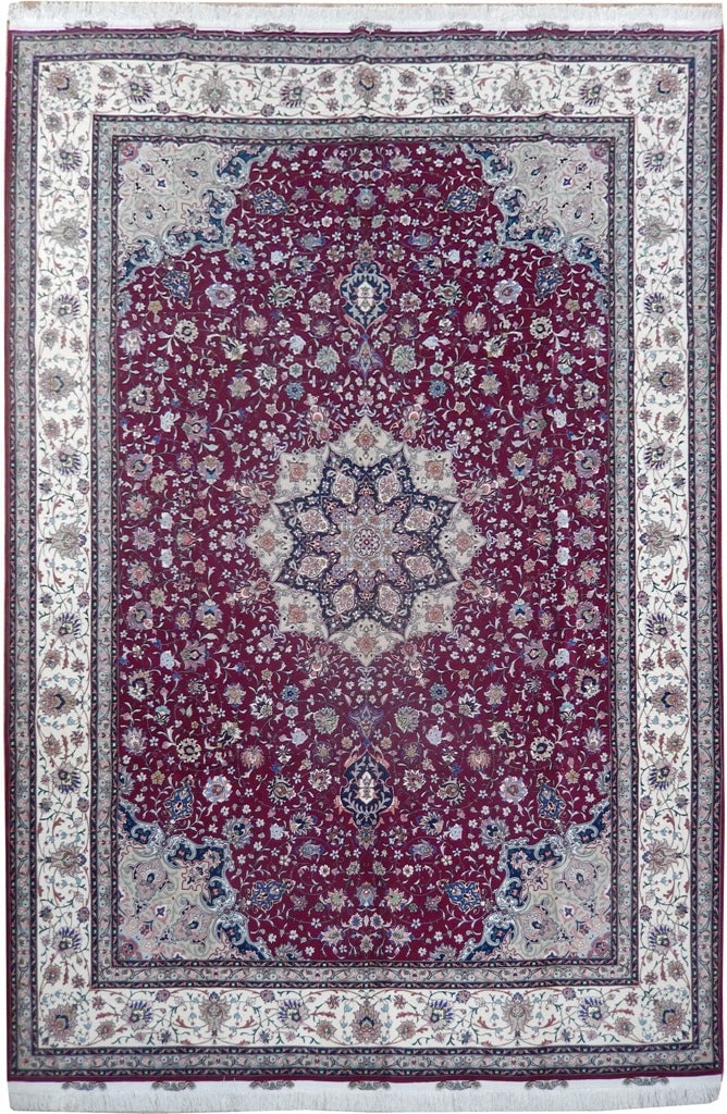 8 x 11.9 Persian Tabriz Wool and Silk Rug 500 KPSI Hand-Knotted: 8 x 11.9 Persian Tabriz Wool and Silk Rug 500 KPSI Hand-Knotted Free continental US Shipping This authentic Persian Tabriz rug is a hand-knotted creation crafted by master artisans in Iran, renowned f