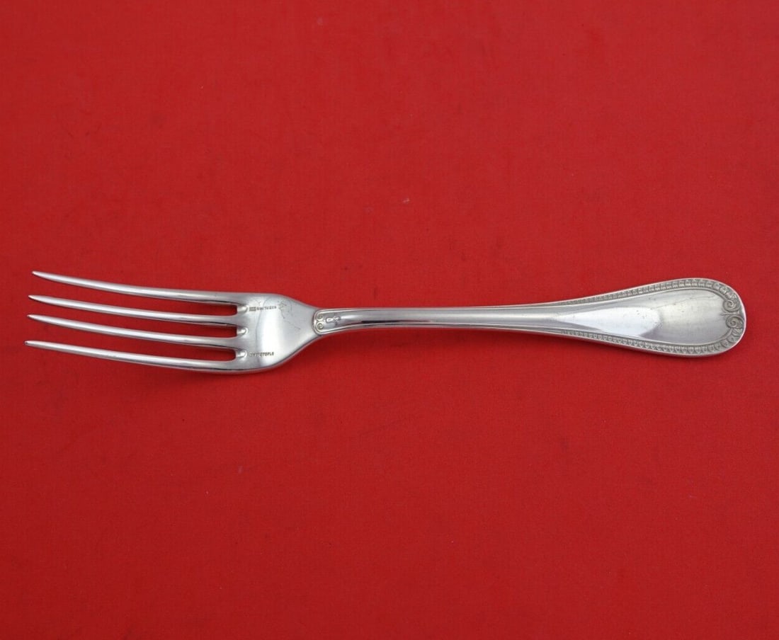 Christofle Malmaison Sterling Silver Fork 6 3/4 Inch Flatware: Christofle Malmaison Sterling Silver Fork 6 3/4 Inch Flatware Elevate your dining experience with this exquisite Malmaison regular fork by Christofle, crafted from high-quality sterling silver (.925).