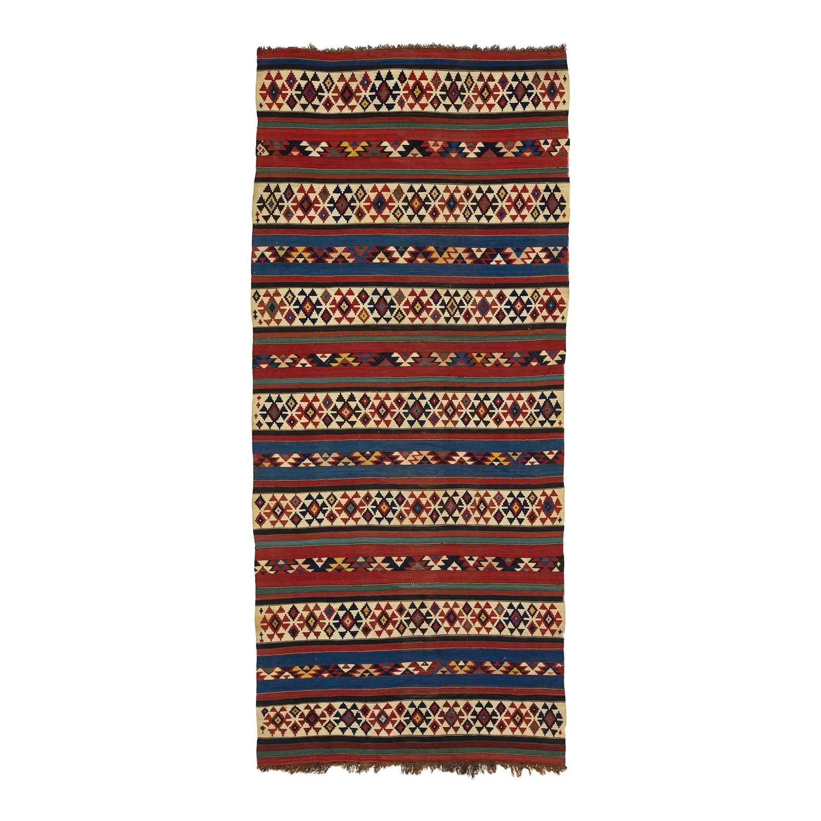 Vintage Turkish Kilim Wool Rug Geometric Design 4'11 x 10'11: Vintage Turkish Kilim Wool Rug Geometric Design 4'11 x 10'11 Discover the elegance of this vintage kilim wool rug, meticulously hand-knotted with a captivating geometric design. The striking colors of