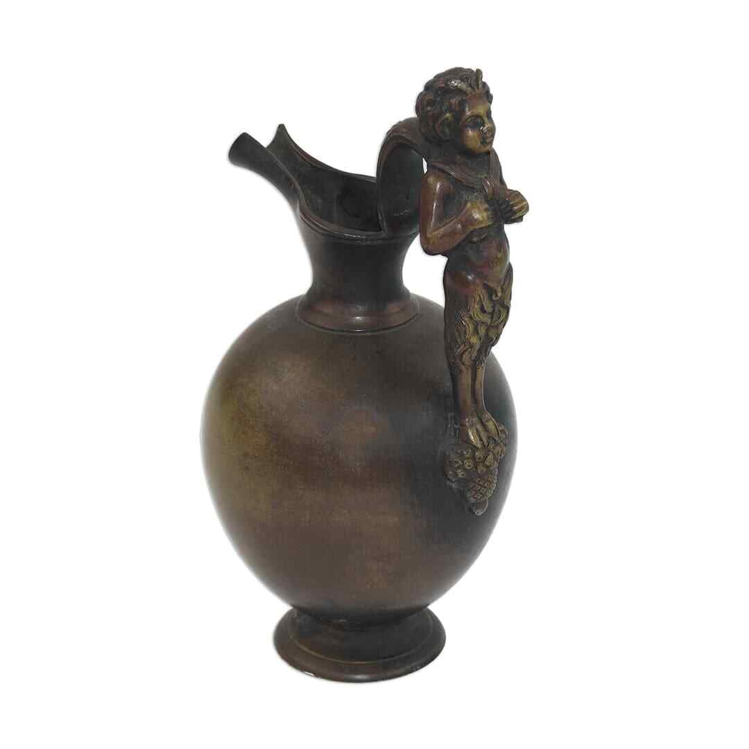 Antique European Bronze Urn 1870 8.5 Inches Tall: Antique European Bronze Urn 1870 8.5 Inches Tall This elegant European bronze urn, crafted circa 1870, showcases the artistry of antique pottery. Standing at 8.5 inches tall and measuring 4 inches in
