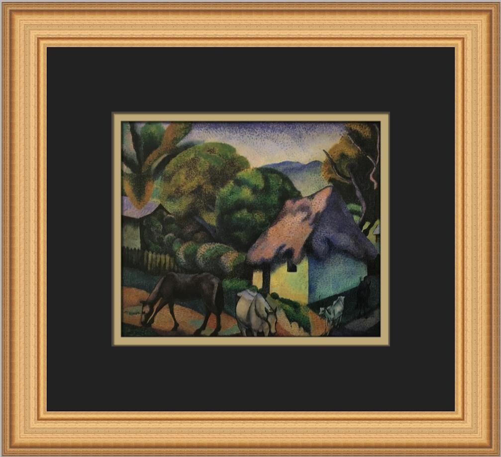 George Biddle Landscape in Cuba Custom Framed Art Print: George Biddle Landscape in Cuba Custom Framed Art Print This custom framed print titled "Landscape in Cuba" by artist George Biddle showcases a beautiful expressionist impressionist style. The print,