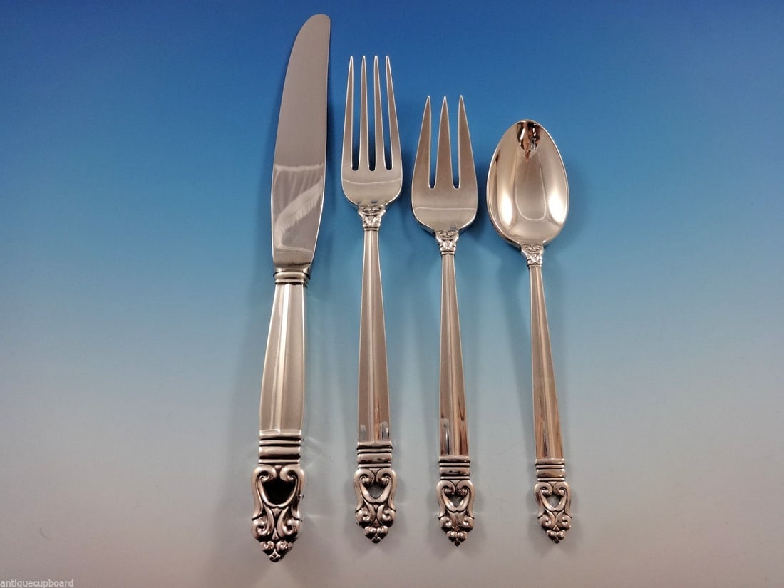 Royal Danish Sterling Silver Flatware Set 24 Pieces by International Silver: Royal Danish Sterling Silver Flatware Set 24 Pieces by International Silver Enhance your dining experience with the exquisite Royal Danish flatware set by International Silver. This elegant sterling s
