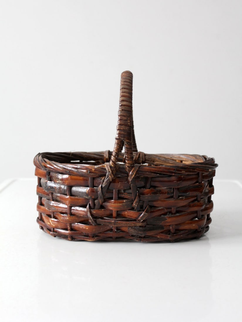 Rustic Vintage Handwoven Basket Natural Materials 12.25 x 8.75 x 11 (1 of 8)