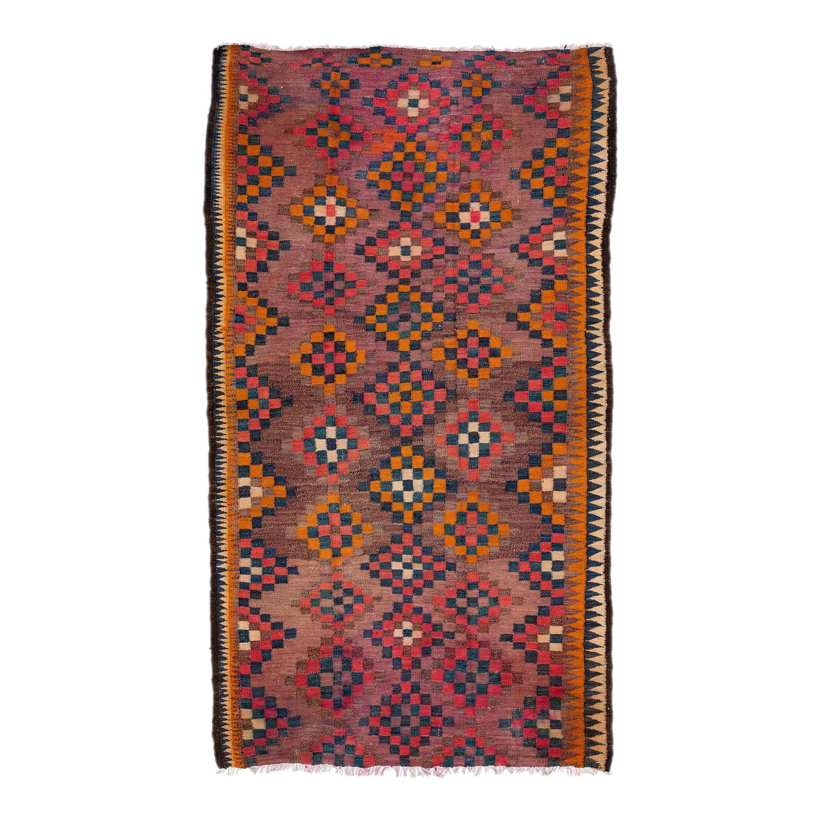 Vintage Turkish Kilim Red Tribal Wool Rug 5'7 x 9'7: Vintage Turkish Kilim Red Tribal Wool Rug 5'7 x 9'7 Add a touch of elegance to your space with this stunning vintage Turkish Kilim rug. Hand-knotted from high-quality wool, it features a vibrant red f