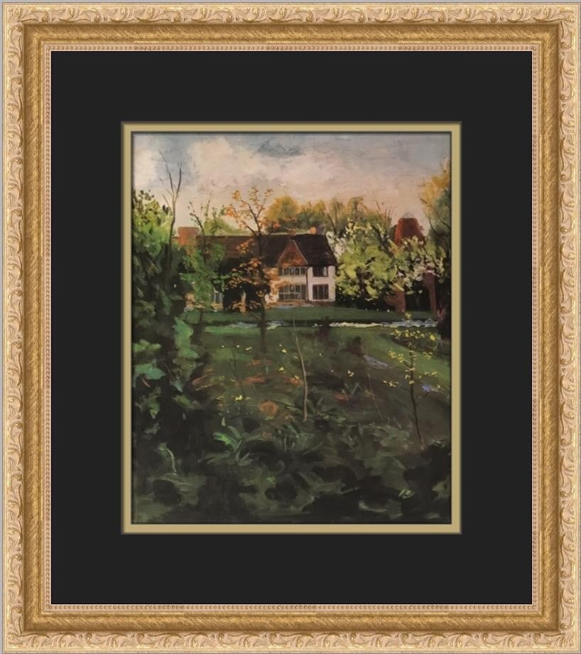 Sir Winston Churchill Lullenden Manor Custom Framed Print 1967 British Impressionism: Sir Winston Churchill Lullenden Manor Custom Framed Print 1967 British Impressionism This exquisite custom framed print titled 'Lullenden Manor' showcases the artistic vision of Sir Winston Churchill,